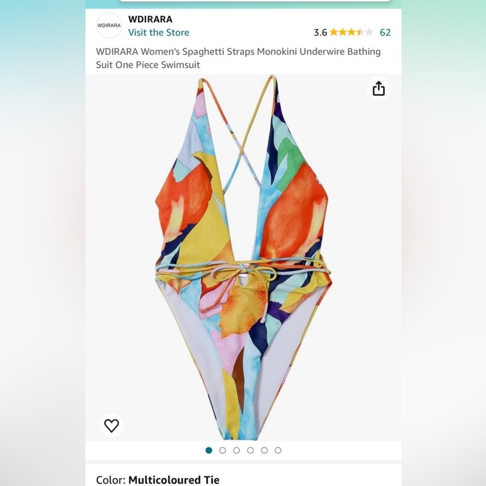 NWOT Multicolor One Piece Bathing Suit